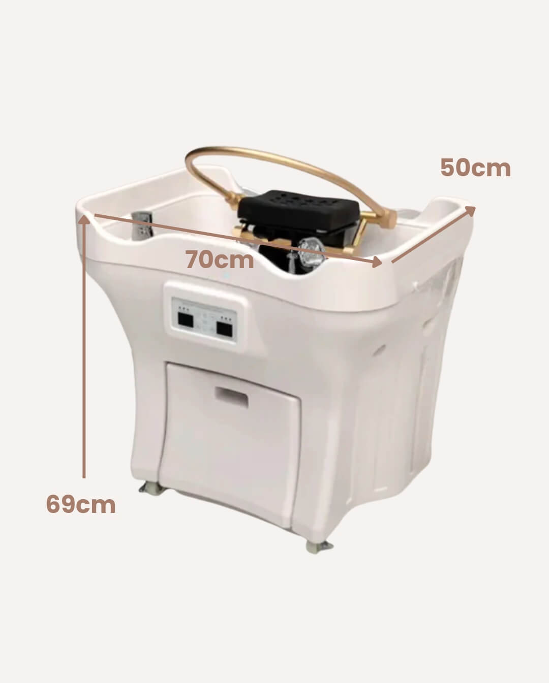 Head Spa Sink + Internal Water Storage Tank - Non-Plumbed - Dimensions