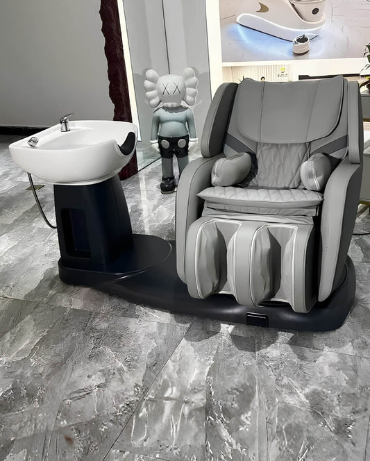 Rotating Massage Shampoo Chair with separate basin displayed in a professional salon