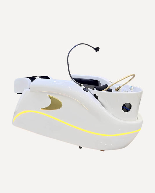 White Space Capsule Shampoo Bed with water circulation and full-body massage system