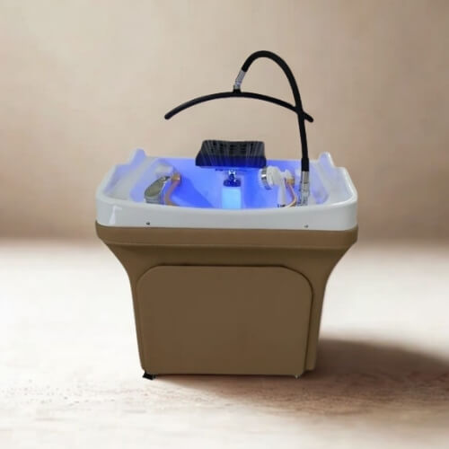 Double-ring water circulation head spa sink in tan finish