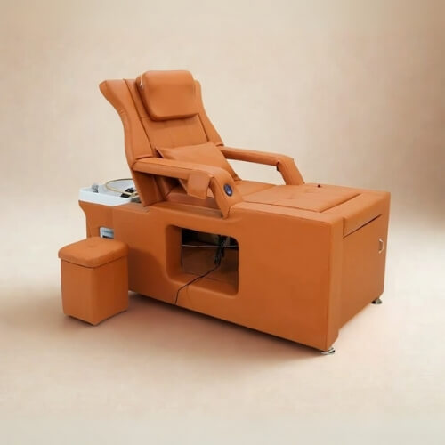 Head and foot spa throne massage bed with foot basin